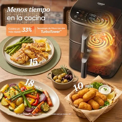Cosori ▫️ Fritadeira de ar quente Turbo Tower de 10,8 L, com cesto duplo vertical 4