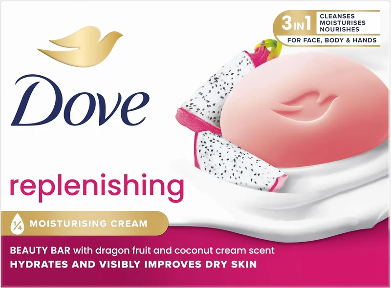 Dove ▫️ Sabonete em barra Dragon Fruit para rosto, corpo e mãos, 90 g