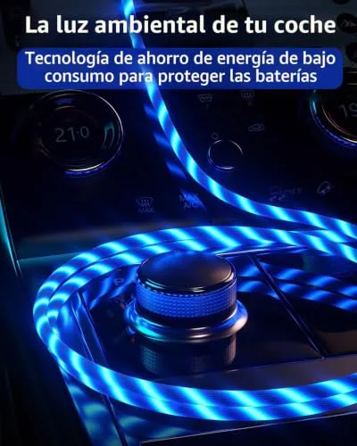 Tiryns ▫️ Cabo USB-C 3 em 1 de 2 m com LED para carregamento rápido, cabo USB-A para Tipo C com iluminação RGB, carregador de telemóvel para transferência e carregamento de dados para iPhone Pro Max, Android, Samsung S23, iPad, Huawei, Pixel, Switch e PS5 – Azul 2