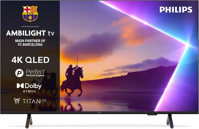 Philips ▫️ Ambilight 50PUS8510 4K QLED Smart TV - Ecrã de 50 polegadas com plataforma Titan OS, Pixel Precise Ultra HD e som Dolby Atmos - Compatível com Alexa e Google Voice Assistant