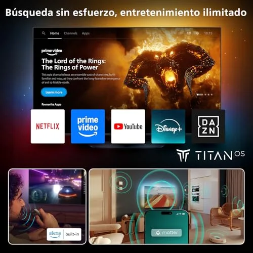 PHILIPS ▫️ Ambilight 65PUS8510 4K QLED Smart TV - Ecrã de 65 polegadas com a plataforma Titan OS, Pixel Precise Ultra HD e som Dolby Atmos - Compatível com a Alexa e com o Assistente de Voz do Google 5