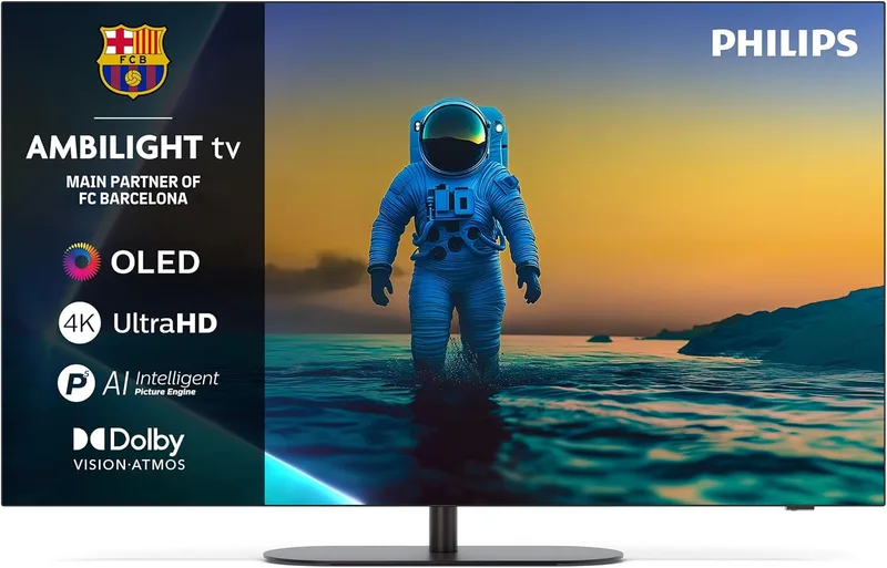PHILIPS ▫️ Ambilight 48OLED820 Smart TV OLED 4K - Ecrã de 48 polegadas com P5 AI Picture, Google TV, Dolby Vision e som Dolby Atmos - Compatível com a Alexa e o Assistente do Google