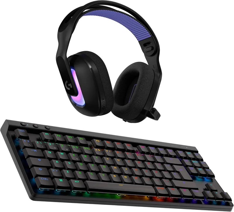 Logitech G ▫️ 522 Lightspeed, Auscultadores com microfone sem fios para jogos e G515 Lightspeed TKL, Teclado sem fios de alta qualidade para jogos com ligação por cabo e por Bluetooth®, PC (ESP) - Preto