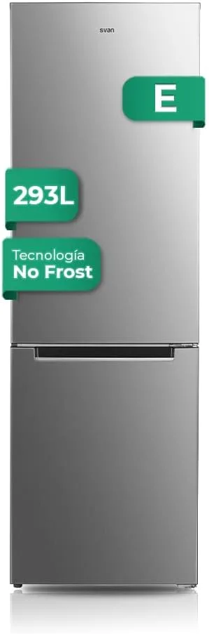 SVAN ▫️ Frigorífico Combi 2 Portas Aço Inoxidável SC185603ENFX. Capacidade 293 litros, No Frost, Multi AirFlow, Porta reversível, Baixo ruído, Classe de eficiência energética E