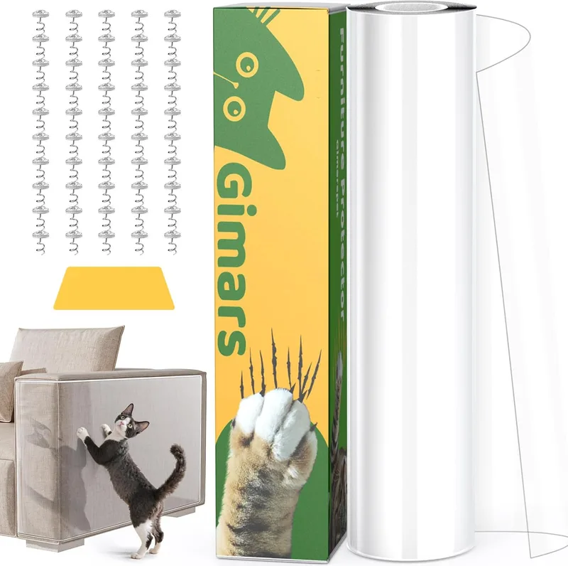 Gimars ▫️ Sofa Cats Scratch Protetor 30 cm x 5 m - Fita auto-adesiva transparente para sofás, poltronas, portas e paredes - Proteção contra as garras de gatos e cães