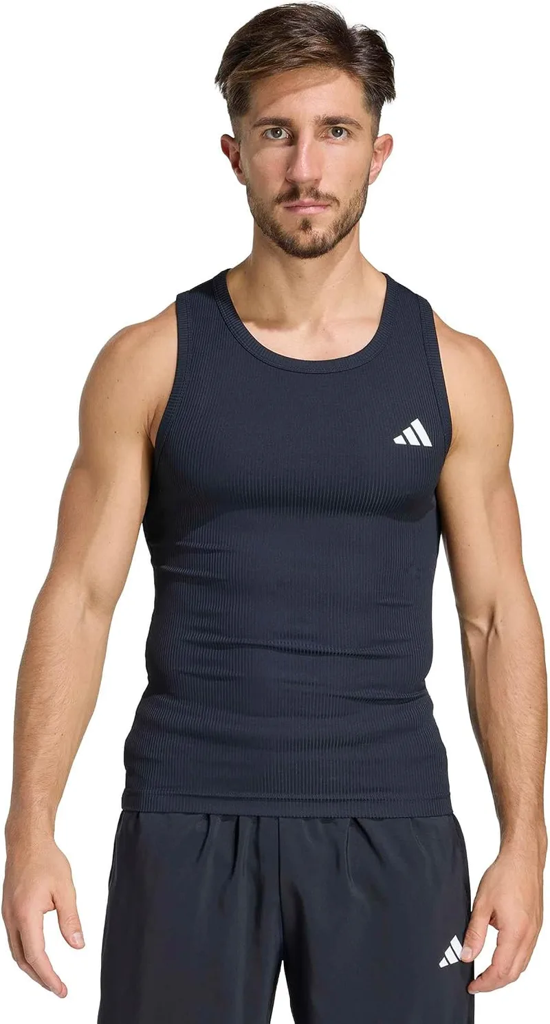 adidas ▫️ Camisola de treino sem mangas em malha canelada PrimeLift Essentials para homem