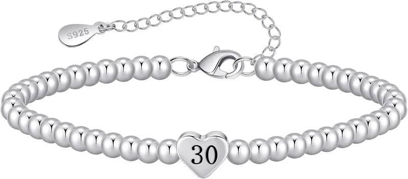 VEEDOFA ▫️ Presentes para os 16.º, 18.º, 21.º, 30.º, 40.º, 50.º e 60.º aniversários de mulheres, Pulseira ajustável hipoalergénica com pérolas em prata esterlina 925 para mulheres, presentes para a mãe, filha, avó, tia e amigas