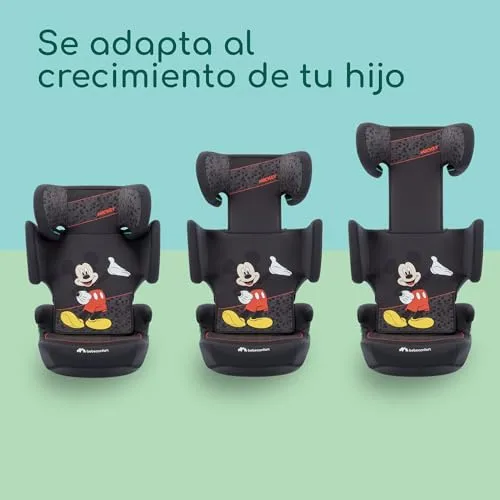 Bebeconfort ▫️ Disney RoadSafe i-Size, Assento elevatório para automóvel com encosto, 3,5-12 anos (100-150 cm), Cadeira auto do Mickey Mouse, Instalação com cinto de segurança, 14 posições do apoio para a cabeça, Mickey autêntico 3