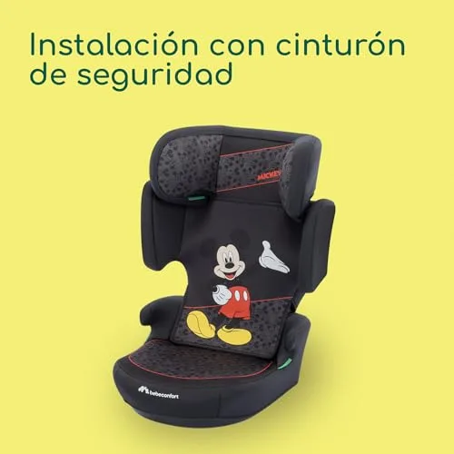 Bebeconfort ▫️ Disney RoadSafe i-Size, Assento elevatório para automóvel com encosto, 3,5-12 anos (100-150 cm), Cadeira auto do Mickey Mouse, Instalação com cinto de segurança, 14 posições do apoio para a cabeça, Mickey autêntico 4
