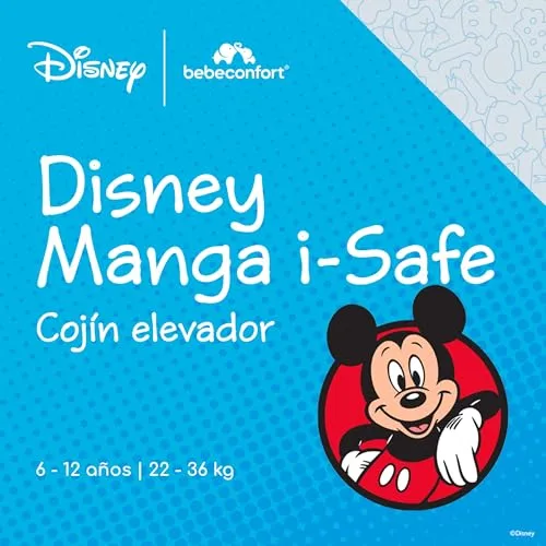Bebeconfort ▫️ Disney Manga i-Safe, Assento Elevatório para Automóvel, Cadeira de Automóvel Mickey Mouse, 6-12 anos, 128–150 cm, 22-36 kg, Leve, Fácil de instalar com cinto de segurança, Acolchoada, Tecidos suaves, Mickey autêntico 2