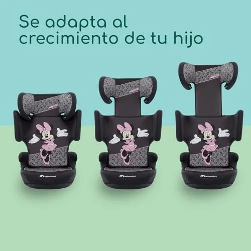 Bebeconfort ▫️ Disney RoadSafe i-Size, Cadeira Elevatória para Automóvel com Encosto, 3,5-12 anos (100-150 cm), Cadeira de Automóvel Minnie Mouse, Instalação com Cinto de Segurança, 14 Posições do Apoio de Cabeça, Minnie Autêntica 3