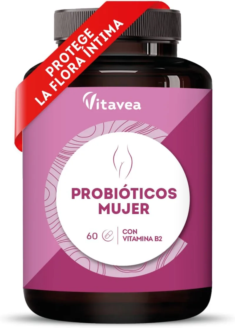 Vitavea ▫️ Probióticos Flora Íntima Feminina - 6 estirpes com Lactobacillus Gasseri, Crispatus e Acidophilus - 20 mil milhões de UFC - Com Vitamina B2 para o bem-estar íntimo - 60 cápsulas -
