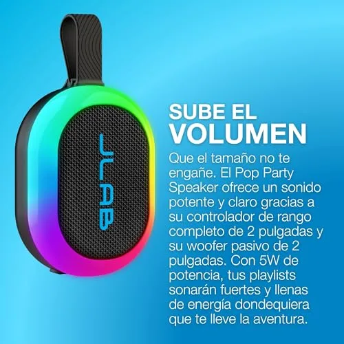 JLab ▫️ Pop Party – Altifalante Bluetooth ultraportátil – 8H+, Mora 3