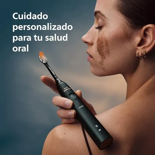 PHILIPS ▫️ Escova de dentes elétrica Sonicare DiamondClean 9900 Prestige, com SenseIQ e aplicação, 5 modos, 3 intensidades, estojo de viagem com carregador, preto, modelo HX9992/43, Preto, 4 cabeças de escova 2