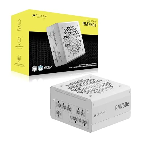 Corsair ▫️ RM750e (2025) Fonte de alimentação ATX totalmente modular e silenciosa com cabo 12 V-2x6 – Compatível com ATX 3.1 e PCIe 5.1, eficiência Cybenetics Gold, condensadores para 105 °C – Branco 7