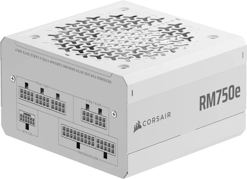 Corsair ▫️ RM750e (2025) Fonte de alimentação ATX totalmente modular e silenciosa com cabo 12 V-2x6 – Compatível com ATX 3.1 e PCIe 5.1, eficiência Cybenetics Gold, condensadores para 105 °C – Branco