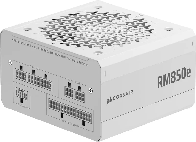 Corsair ▫️ RM850e (2025) Fonte de alimentação ATX totalmente modular de baixo ruído com cabo 12V-2x6 - Compatível com ATX 3.1 e PCIe 5.1, eficiência Cybenetics Gold, capacitores de 105°C - Branco
