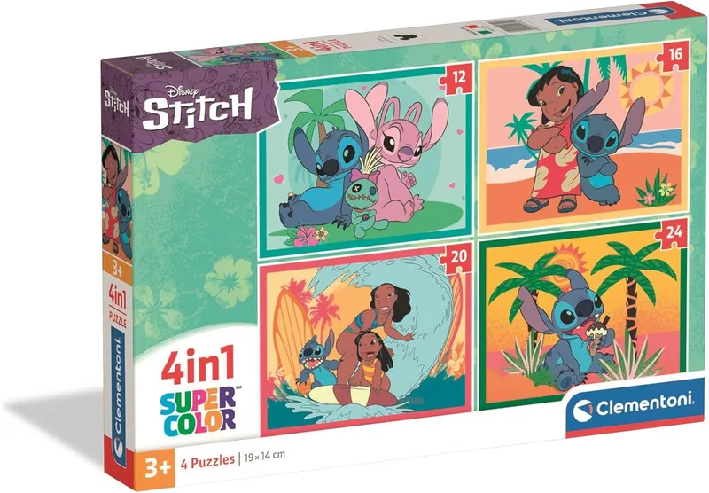 Clementoni ▫️ Puzzle infantil 4In1 Stitch Walt Disney, Puzzle infantil Stitch Walt Disney Personagens, 21745