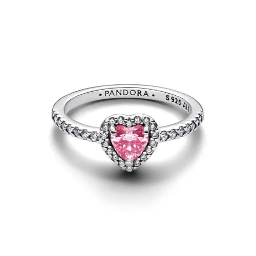 PANDORA ▫️ Anel para mulher com coração rosa em relevo 198421C03 2