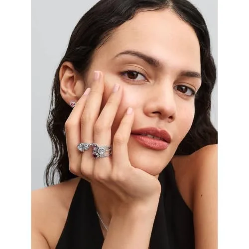 PANDORA ▫️ Anel para mulher com coração rosa em relevo 198421C03 4