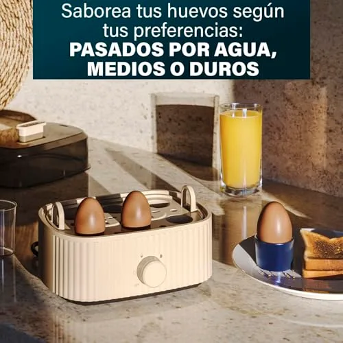 Princess ▫️ Cozedor de Ovos, Capacidade para 6 ovos, 300 W, Indicador para cozedura suave/média/dura, Desligamento automático, Sem BPA, Tampa com saída de vapor, Fácil de limpar, 262047 5