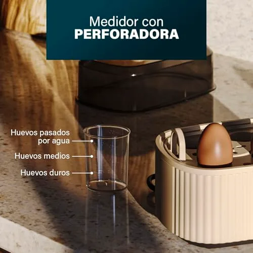 Princess ▫️ Cozedor de Ovos, Capacidade para 6 ovos, 300 W, Indicador para cozedura suave/média/dura, Desligamento automático, Sem BPA, Tampa com saída de vapor, Fácil de limpar, 262047 6