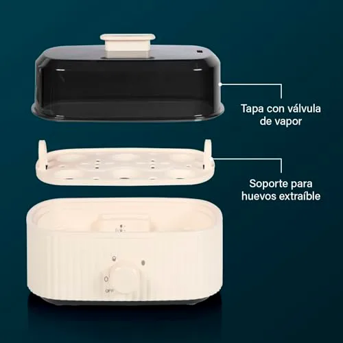 Princess ▫️ Cozedor de Ovos, Capacidade para 6 ovos, 300 W, Indicador para cozedura suave/média/dura, Desligamento automático, Sem BPA, Tampa com saída de vapor, Fácil de limpar, 262047 7
