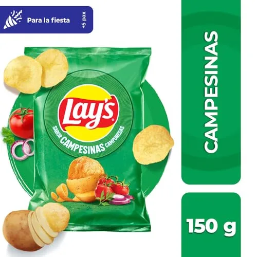 Lay's ▫️ Campesinas, Batatas fritas de culturas sustentáveis com sabores vegetais, Produto para aperitivo, embalagem familiar, 242 g 3