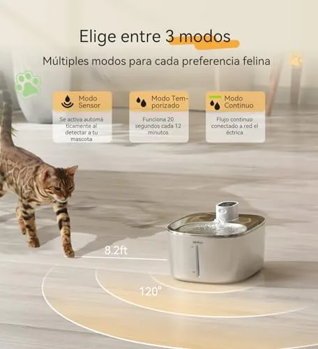 WILKIEE ▫️ Beberouro para gatos, aço inoxidável, 4,1 L, dispensador de água sem fios para animais de estimação, para gatos e cães em ambientes interiores 5