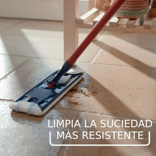 Vileda ▫️ Sistema de esfregona plana H2Pro, microfibra cinzenta e azul 4