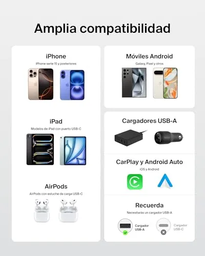 Belkin ▫️ Conjunto de 2 cabos trançados USB-A para USB-C de 1,5 m (15 W), carregamento rápido, cabos de alimentação flexíveis USB tipo C para iPhone 17 e 16, Galaxy S25, Pixel 10, iPad Pro e outros, Branco 5