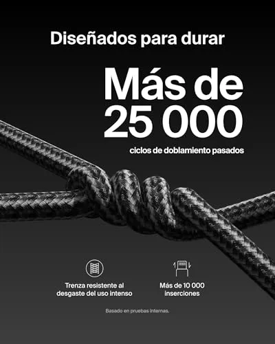 Belkin ▫️ Conjunto de 2 cabos trançados USB-C para USB-C de 1,5 m (240 W), carregamento rápido, cabos de alimentação flexíveis USB tipo C para iPhone 17 e 16, Galaxy S25, Pixel 10, iPad Pro e outros, Preto 3