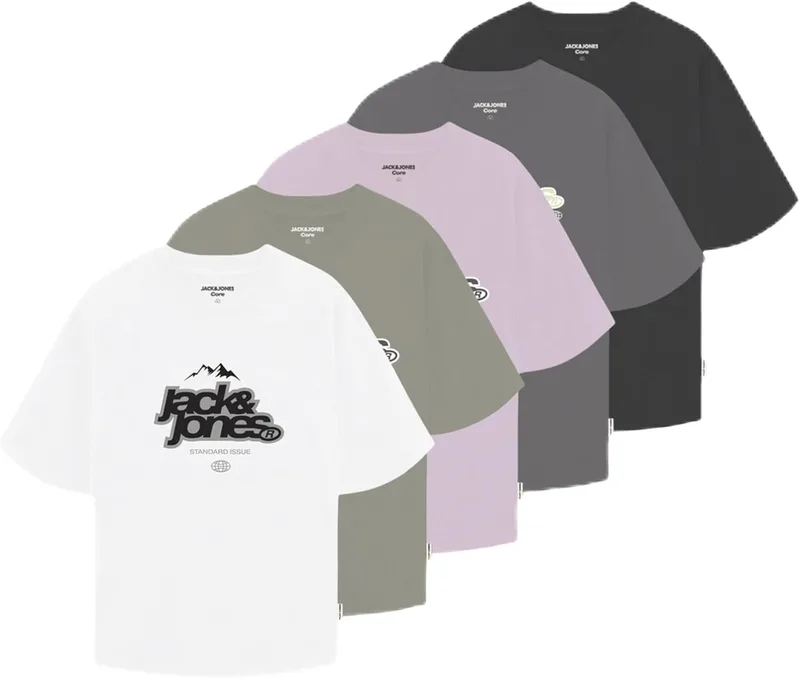 JACK & JONES ▫️ Jcoflare Front tee SS Crew Neck 5Pk MP (Conjunto de 5) para Homem