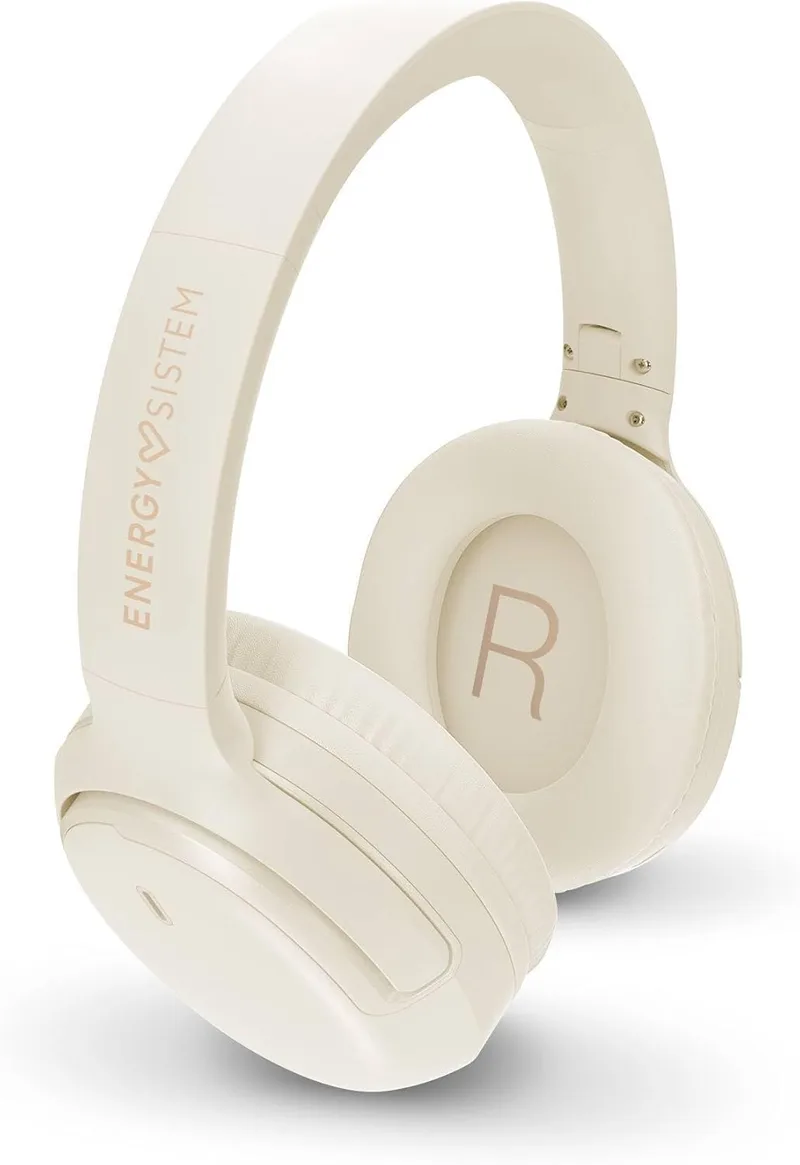 Energy Sistem ▫️ Rizz - Auscultadores Bluetooth dobráveis com bateria de 50h, carregamento rápido, design dobrável, graves profundos, ligação a vários dispositivos, assistente de voz e fabricados com plástico reciclado (branco)