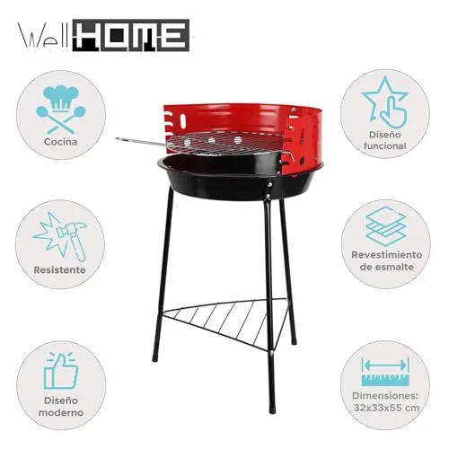 WELL HOME MOBILIARIO & DECORACIÓN ▫️ Well Home Churrasqueira de 3 pés com grelha cromada na cor preta 32x33x55 cm 2