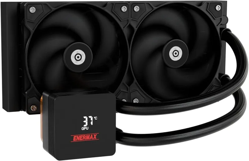 enermax ▫️ LIQMAX IV 240 mm AIO CPU arrefecido a água, câmara dupla, TDP 360 W+, Intel LGA 1851/1700/115x/2066, AMD AM5/AM4, ecrã digital, 2 x 120 ventoinhas PWM performance flow