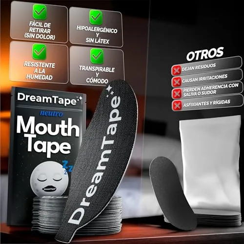 DreamTape ▫️ ® Mouth Tape 35 unidades Premium – Fita bucal para dormir – Mouth Tape for Sleeping – Reduz o ronco, mantém a boca fechada, tiras bucais para dormir, adesivo bucal para dormir – autocolantes para não roncar 3