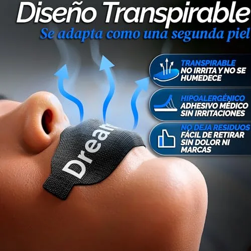 DreamTape ▫️ ® Mouth Tape 35 unidades Premium – Fita bucal para dormir – Mouth Tape for Sleeping – Reduz o ronco, mantém a boca fechada, tiras bucais para dormir, adesivo bucal para dormir – autocolantes para não roncar 6