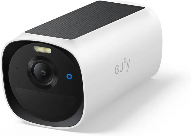eufy Security ▫️ Câmara de segurança adicional eufy eufyCam E40, câmara de segurança sem fios alimentada a energia solar para exterior, resolução 2K com painel solar incorporado, visão noturna MaxColor, reconhecimento facial por IA