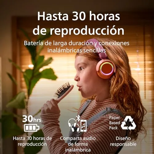 PHILIPS ▫️ TAK4200MP Série 4200 Auscultadores infantis sem fios, do tipo «on-ear», dobráveis, com limitação de volume e 45 horas de reprodução, áudio partilhado, cabo USB-C incluído - Violeta Magenta 6