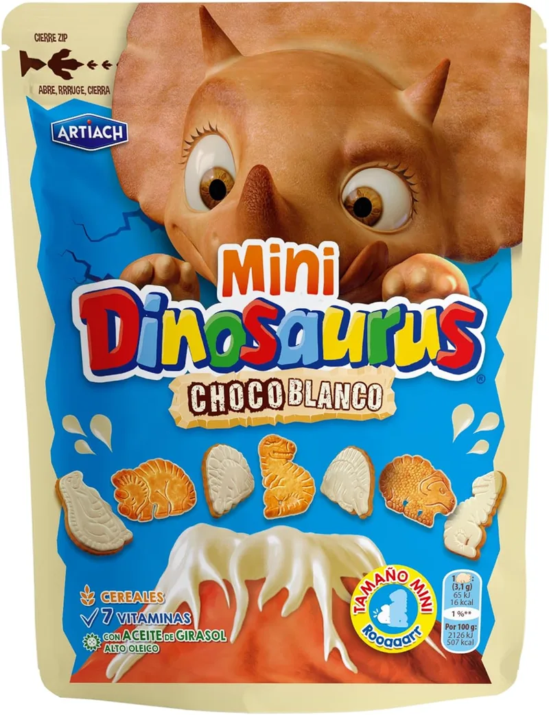 Dinosaurus ▫️ Mini Dinossauro Chocolate Branco com fecho ZIP 100g