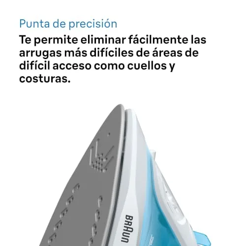 Braun ▫️ TexStyle 1 SI1029BL Ferro a vapor com sola antiaderente, jato de vapor de 120 g/min, sistema descalcificador, pulverizador, aquecimento rápido (35 s), Modo Eco, 220 ml, 1900 W, azul claro 6