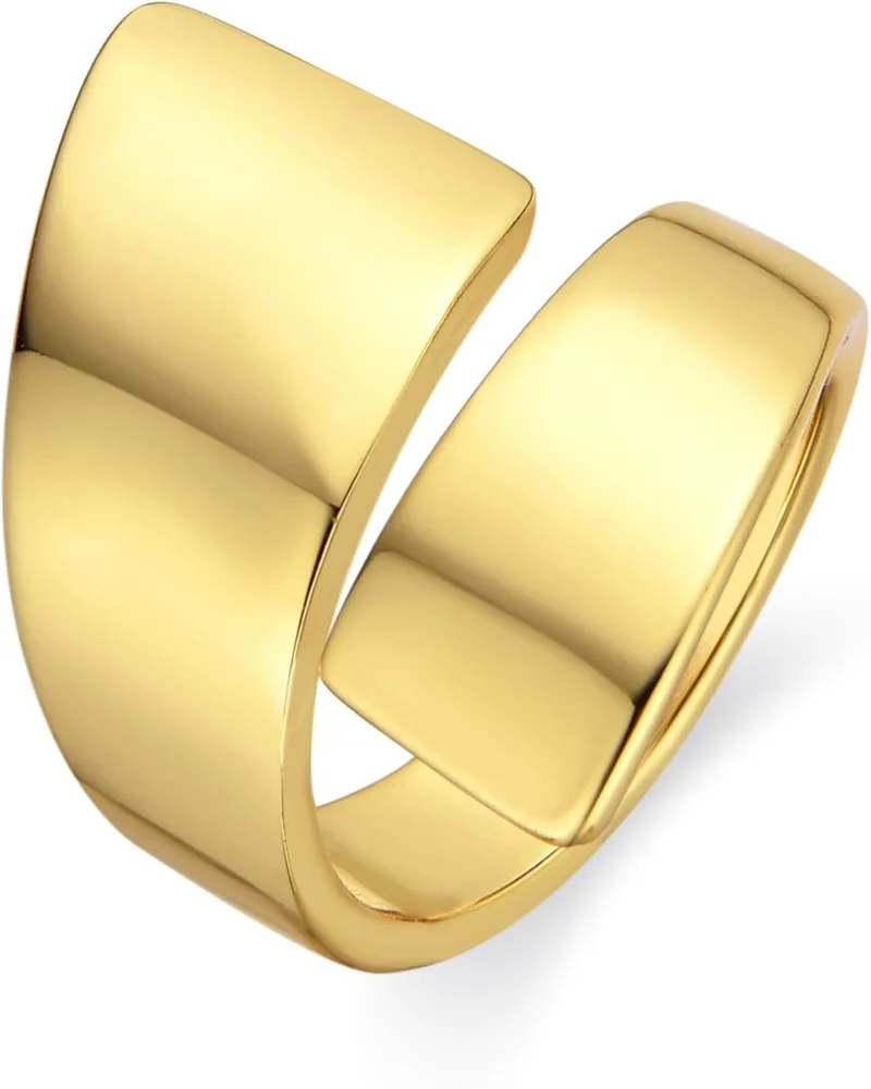 LUXENTER ▫️ Anel com acabamento em ouro de 18K. Cor dourada. Ajustável. Joalharia de senhora - Modelo Firiel