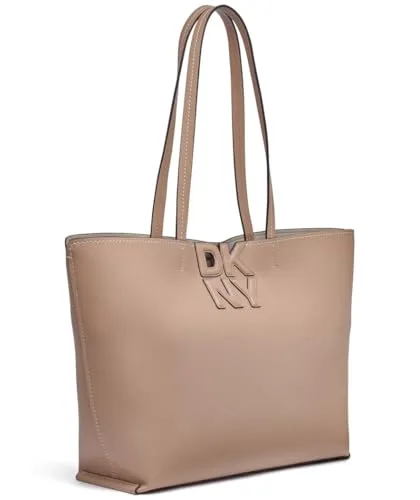 DKNY ▫️ Mala Nicole Tote para mulher, 100% poliuretano, cappuccino e cinzento claro, Cappuccino e Light Taupe, grande 6