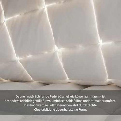 SAPHREAS ▫️ Edredão de 155 x 220 cm para todas as estações, 100% algodão com enchimento de penas e penugem, com certificação Oeko-Tex, com certificação RDS para o bem-estar animal, cor branca 2