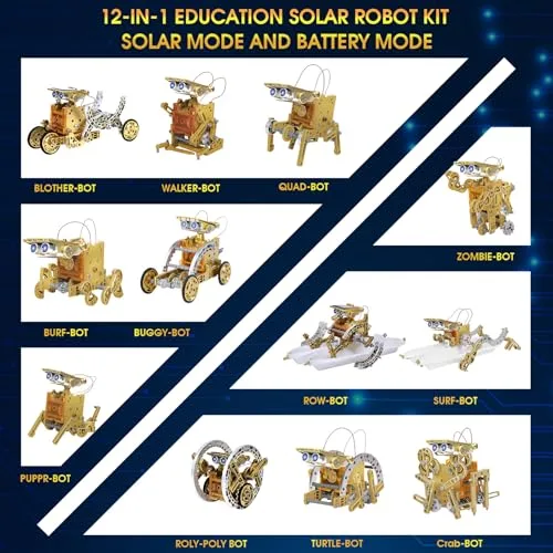 OMWay ▫️ Robot Solar, Presentes para Crianças de 7, 8, 9, 10, 11 e 12 Anos, Brinquedo e Kit de Robótica Educativo: Ciência e Experiências para Crianças, Dourado 3
