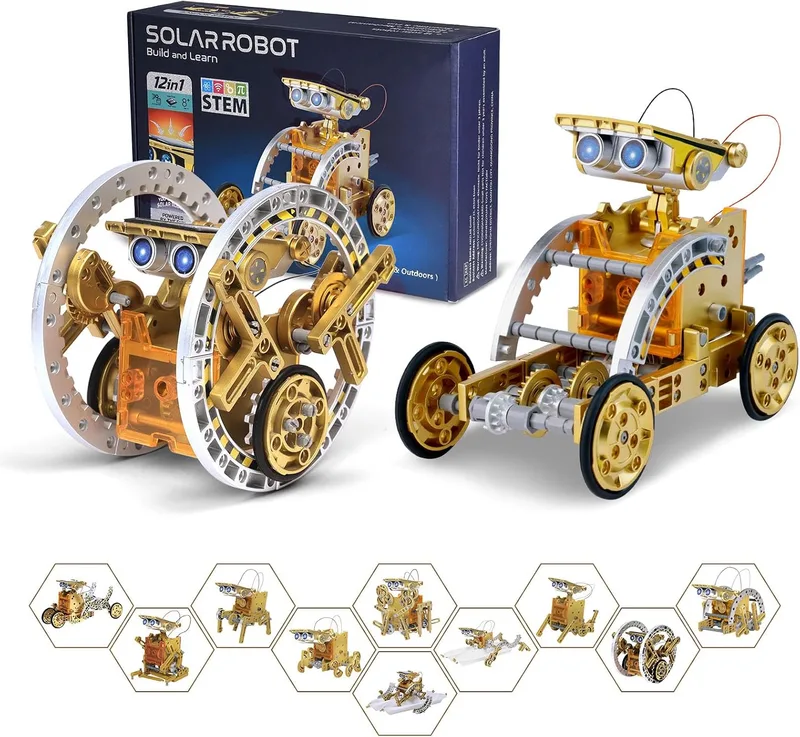 OMWay ▫️ Robot Solar, Presentes para Crianças de 7, 8, 9, 10, 11 e 12 Anos, Brinquedo e Kit de Robótica Educativo: Ciência e Experiências para Crianças, Dourado