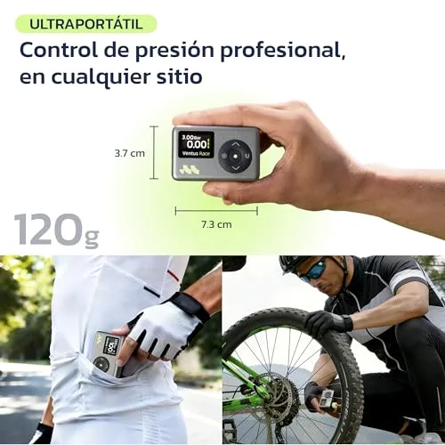 Woowind ▫️ Inflador Elétrico, Presta Schrader, Manómetro, 50s, LED, 8,3 BAR 3