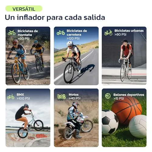 Woowind ▫️ Inflador Elétrico, Presta Schrader, Manómetro, 50s, LED, 8,3 BAR 6