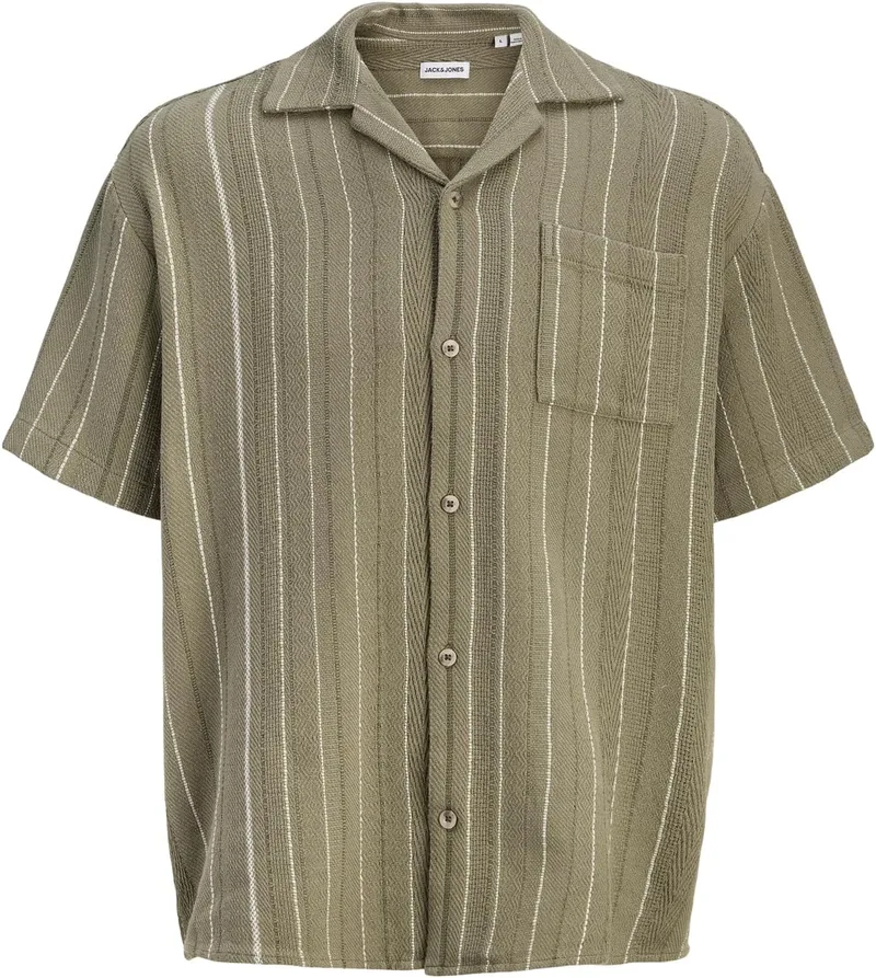 JACK & JONES ▫️ Jjebradley Striped Resort Shirt SS Sn Jjebradley - Camiseta de manga curta às riscas para homem